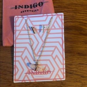 Indigo Authority Cora pink gold necklace earrings